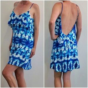 Blue Tie-Dye Sleeveless Dress